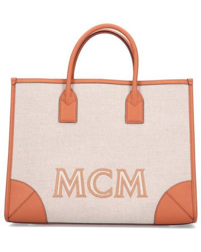 MCM 'münchen' Canvas Tote Bag - Pink