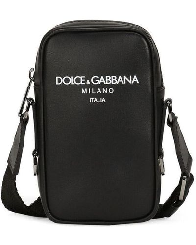 Dolce & Gabbana Logo-print Leather Shoulder Bag - Black