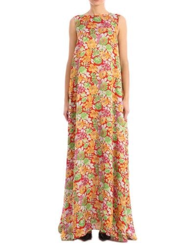 Plan C Floral Print Maxi Dress - Multicolor