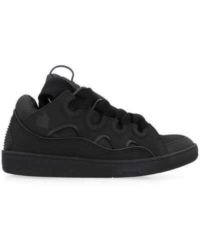 Lanvin Leather Curb Sneakers - Black