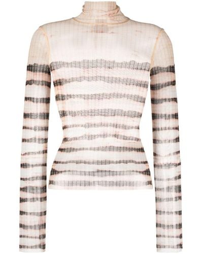 Jean Paul Gaultier Striped Long Sleeve Top - Natural