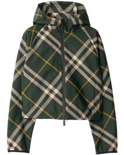 Burberry Cropped Check Lightweight Jacket - Green