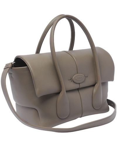Tod's 'di Bag Reverse' Green Shopper Bag In Leather Woman - Gray