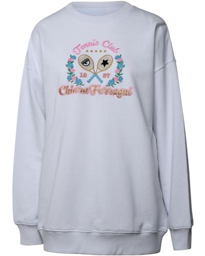 Chiara Ferragni White Cotton Sweatshirt - Gray