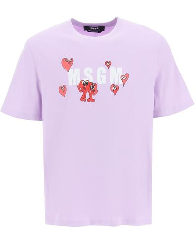 MSGM Heart Logo T-shirt - Pink