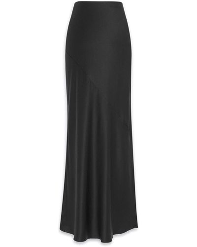 Saint Laurent Satin Long Skirt - Black