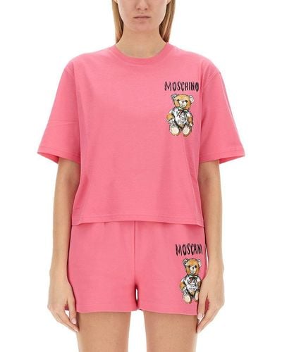 Moschino T-shirt With Logo - Pink