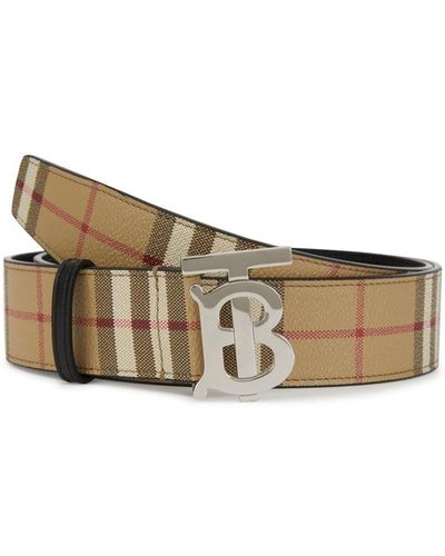 Burberry Barnesfield Classic Haymarket Check Belt in Brown for Men