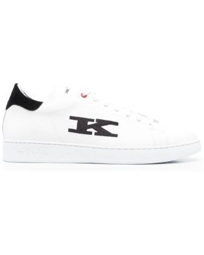 Kiton Low Trainers With Embroidered Logo - White