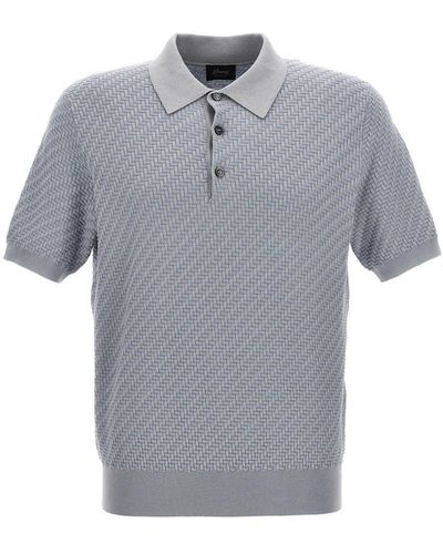 Brioni Woven Knit Shirt Polo - Grey