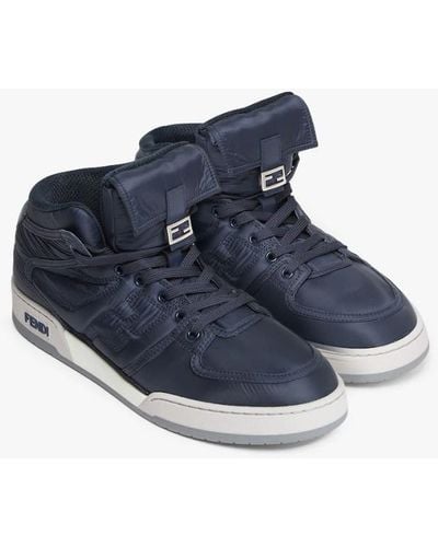 Fendi Ff Logo-embossed High-top Sneakers - Blue