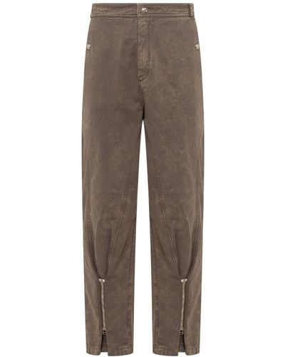 Bluemarble Zipped Dart Trousers - Brown