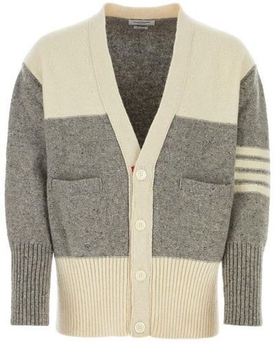 Thom Browne V-neck Oversized Jersey Cardigan - Gray