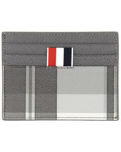 Thom Browne Card Holder With Logo - Gray