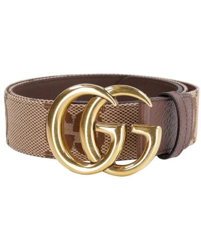 Gucci Gg Marmont Buckle Leather Belt - Grey