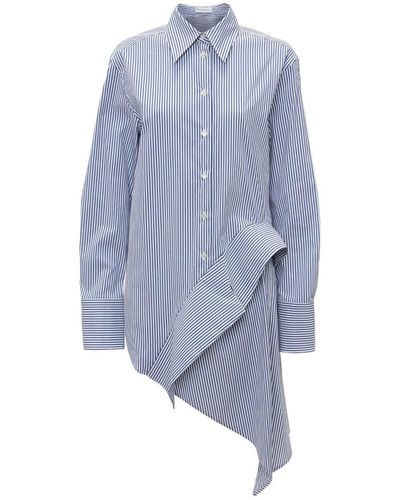 JW Anderson Striped Long-sleeve Draped Shirt - Blue