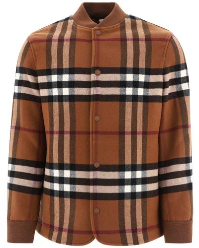Burberry Check Wool-blend Jacket - Brown