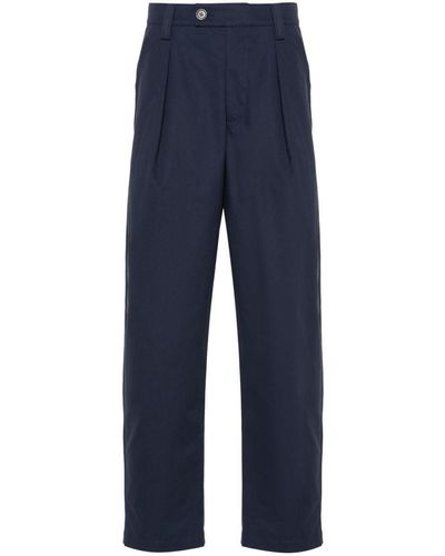 A.P.C. Gabardine Pleated Tapered Trousers - Blue