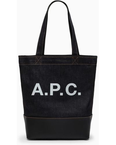 A.P.C. Denim Tote Bag With Logo - Black