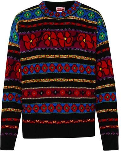 KENZO Multicolor Wool Sweater - Blue