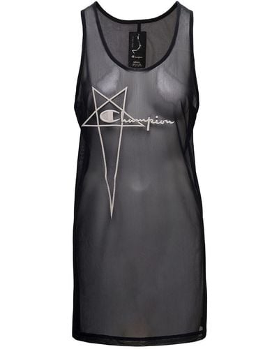 Rick Owens Basketball Mini Dress With Pentagram Embroidery - Black
