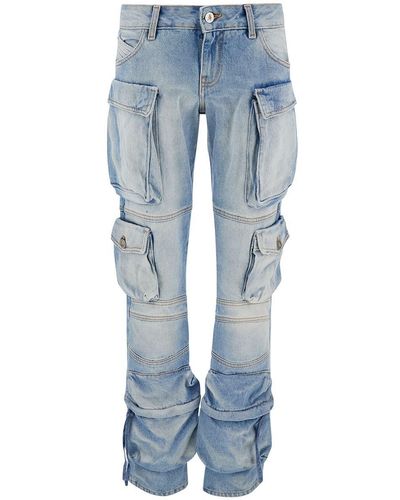 The Attico 'essie' Light Blue Fitted Jeans With Cargo Pockets In Denim Woman