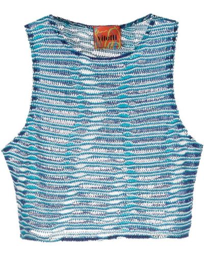 VITELLI Wave Jacquard Crop Top Clothing - Blue