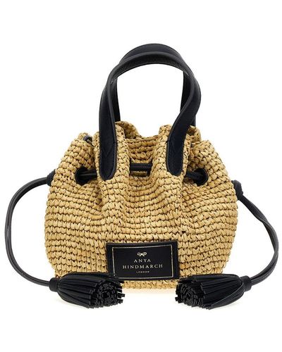 Anya Hindmarch 'Raffia Drawstring Small' Handbag - Black