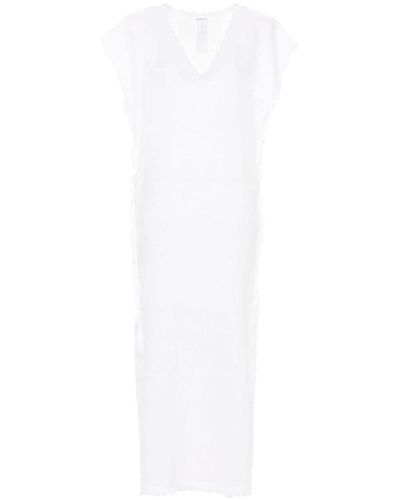 P.A.R.O.S.H. Frayed-Edge Linen Dress - White