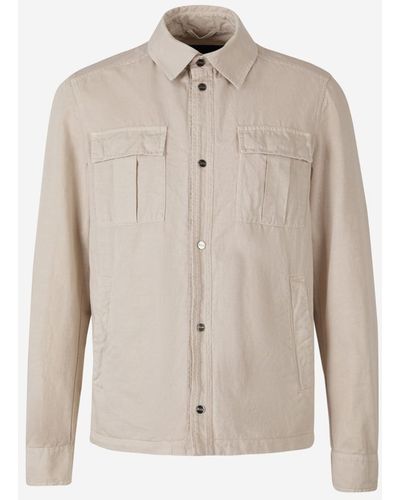 Herno Linen And Cotton Overshirt - Natural