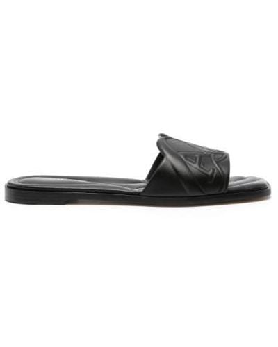 Alexander McQueen Seal Leather Flat Sandals - Black