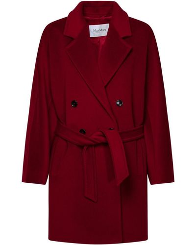 Max Mara Burgundy Wool Blend Coat - Red