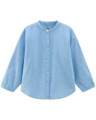 Woolrich Cotton And Linen Blend Shirt - Blue