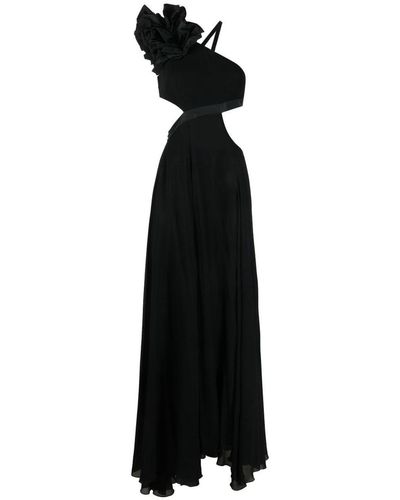 Pinko Long One-shoulder Dress With Large Slit - Black