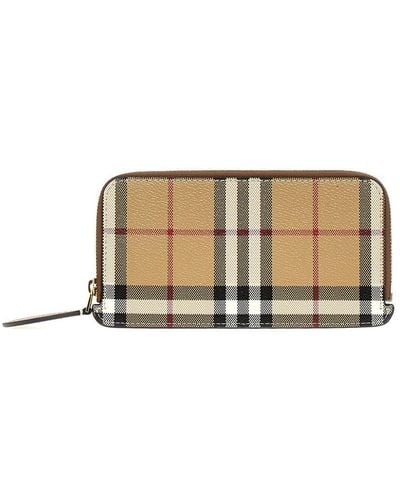Burberry Check Card Holder Wallets, Card Holders - White
