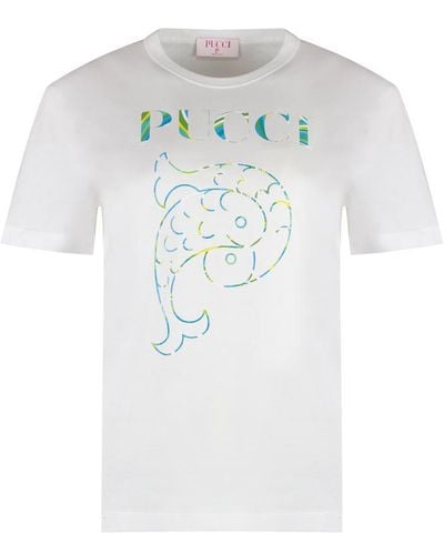 Emilio Pucci Logo Cotton T-Shirt - White