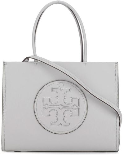Tory Burch 'Ella' Organic Faux Leather Shopping Bag - Gray