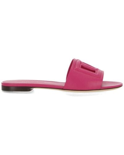 Dolce & Gabbana Dg Leather Flat Sandals - Pink