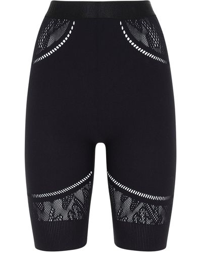 Wolford Nylon Sporty Logo Net Shorts Pants - Black