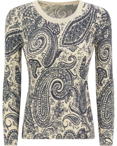 Etro Crew-neck Sweater With Paisley Pattern - Multicolor
