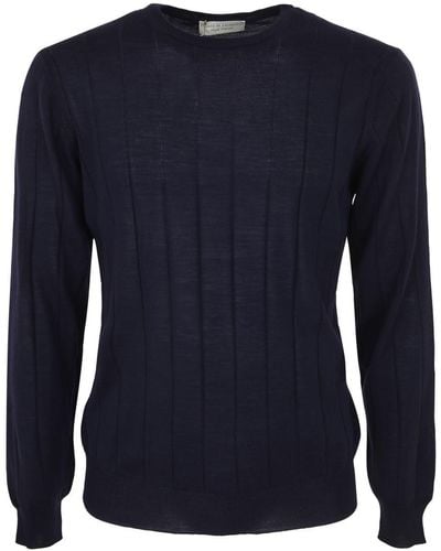 FILIPPO DE LAURENTIIS Royal Merino Long Sleeves Turtle Neck Ribbed Sweater - Blue