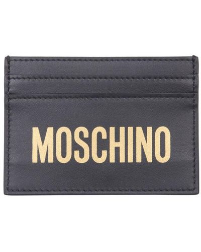 Moschino Card Holder With Logo - Gray