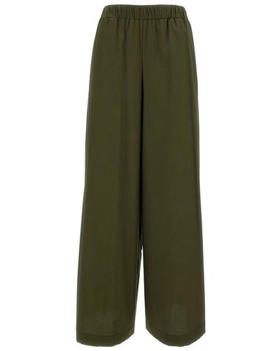 FEDERICA TOSI Green Elastic High-waisted Trousers In Stretch Cotton Woman