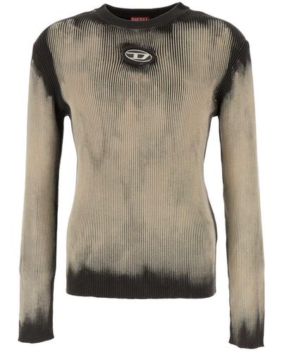 DIESEL Black 'k-darin' Ribbed Knit Sweater In Cotton Man - Grey