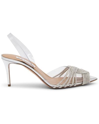 Aquazzura Clear And-Tone Leather Gatsby Sling Court Shoes - Metallic