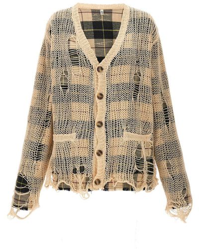 R13 Overlay Distressed Sweater, Cardigans - Natural