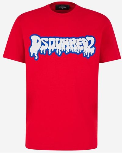 DSquared² Cotton Printed T-Shirt - Red