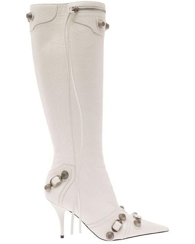 Balenciaga Le Cagole Leather Boots - White