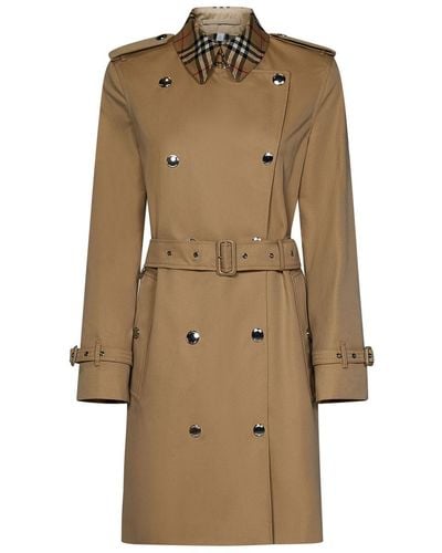 Burberry Montrose Belted Cotton Trench Coat - Natural