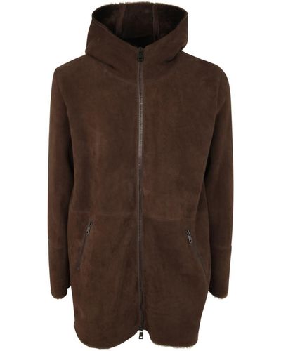 Giorgio Brato Sheepskin Long Coat With Hood Clothing - Brown